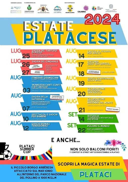 l'immagine contiene le date degli eventi dell'estate platacese 2024