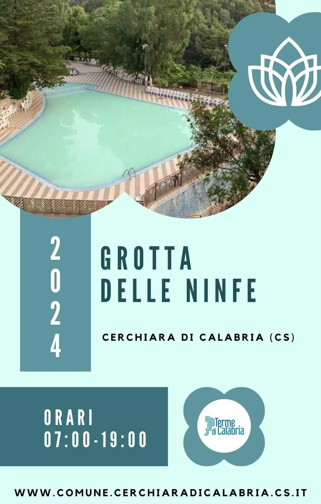 scorcio della piscina della grotta delle ninfe con info apertura