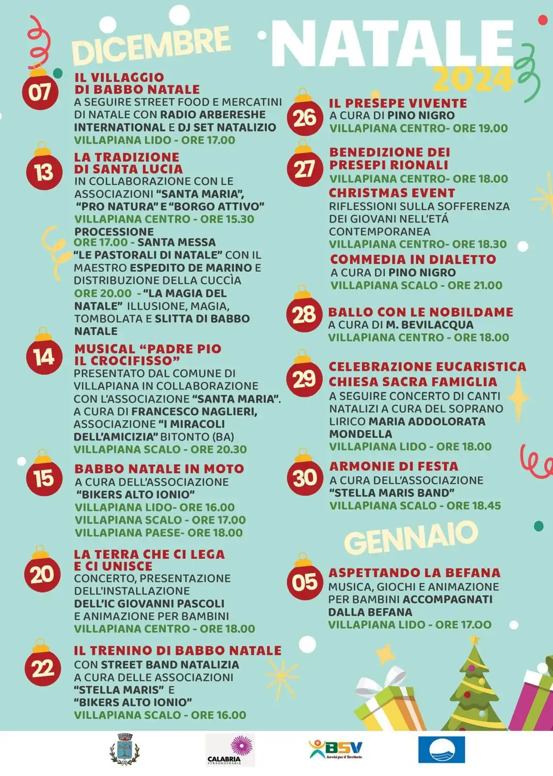 il programma delle festività natalizie